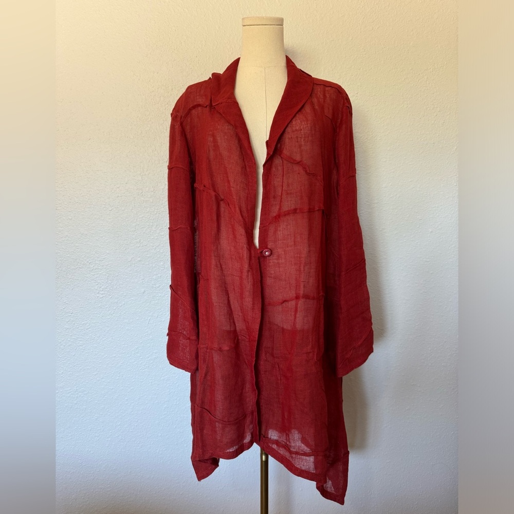Serrahna Made in India Krista Linen Jacket Rust Red Color size Large